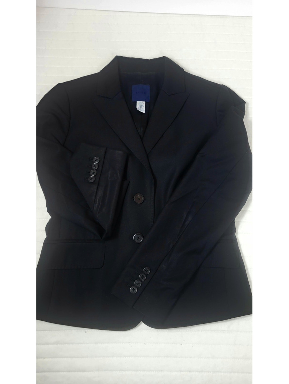 J.Crew Women's 6 Black 100% Wool 2-Piece Pant Suit Set Blazer 6 City Fit Pants